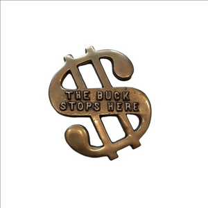 "The Buck Stops Here" Solid Brass Paperweight Vintage MCM